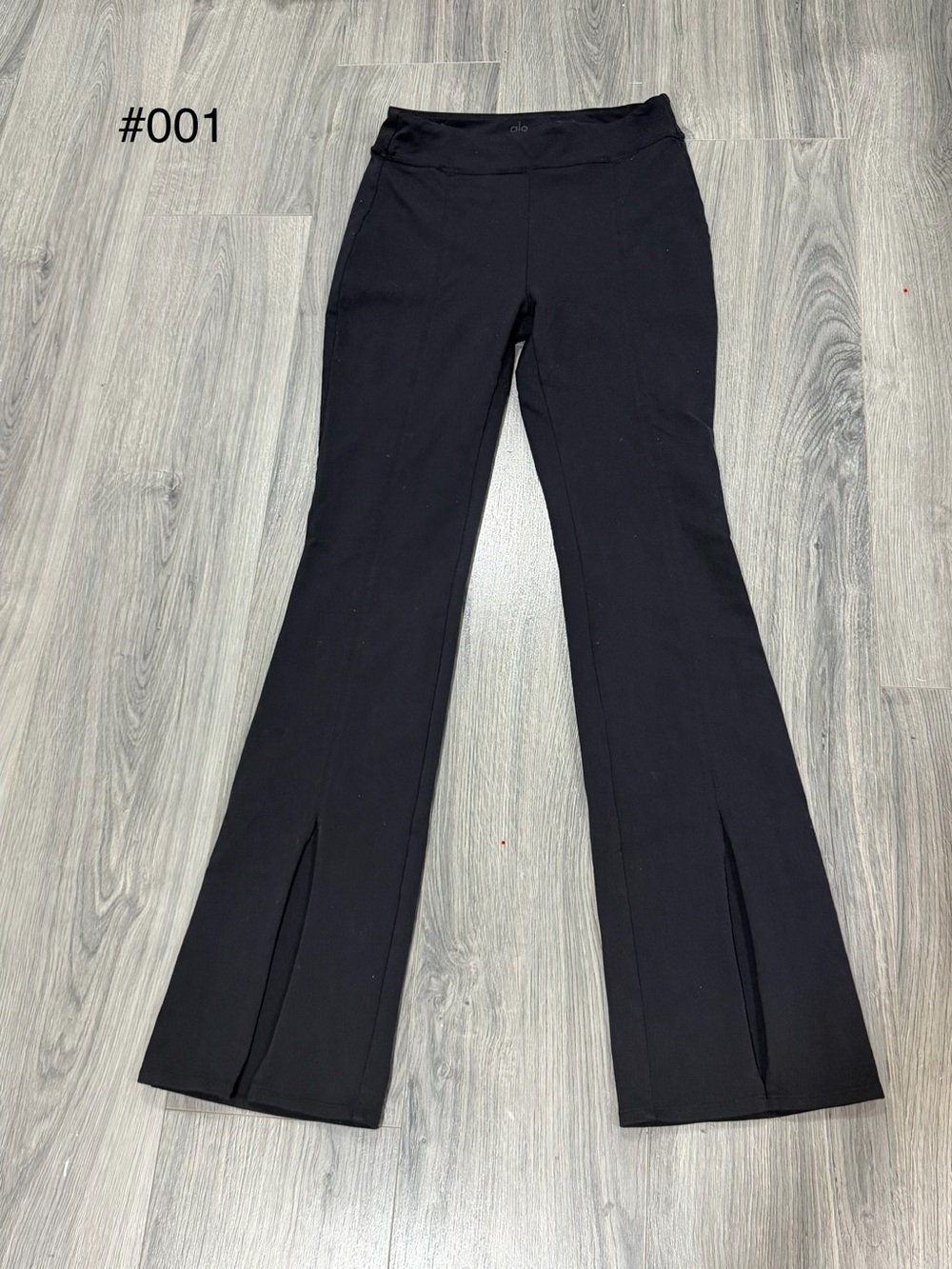 ALO Yoga Black High-Rise Flare Leggings with Front Slits